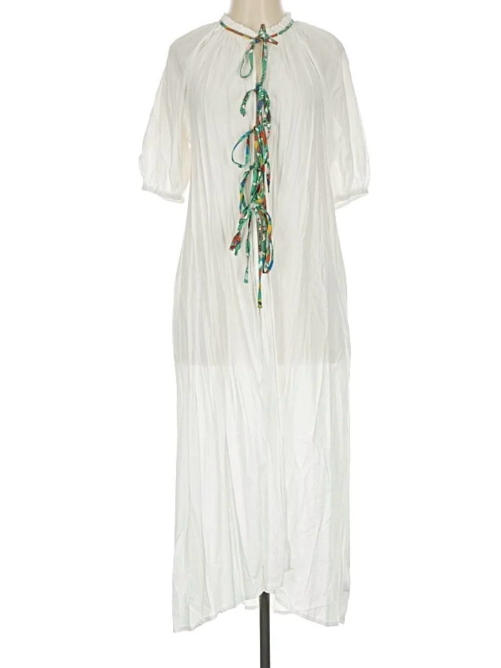 RHODE White Maxi Dress with Multicolor Neck Ties